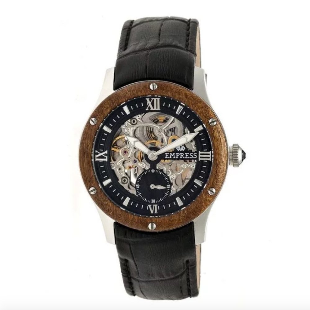 Empress Victoria Crocodile-Embossed Black Skeleton